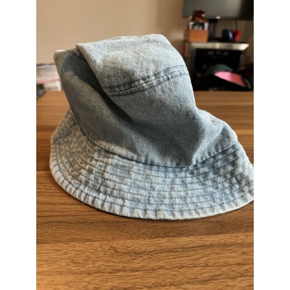 Zara Kids Unisex Washed Denim Cotton Lightweight Summer Bucket Hat Blue